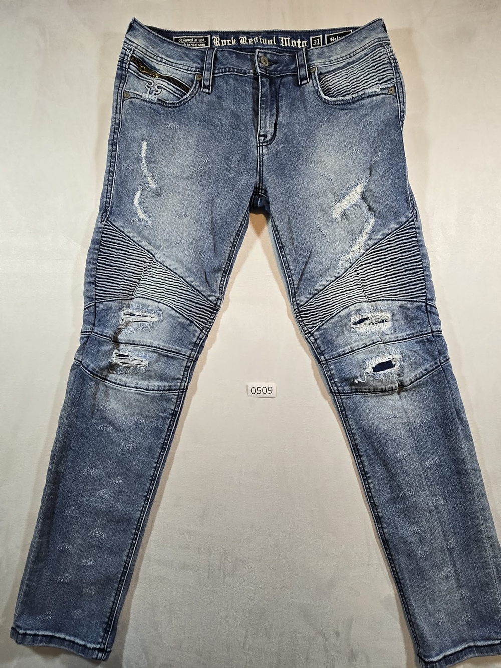 Rock Revival Moto Melrose Distressed Skinny Jeans Size 31